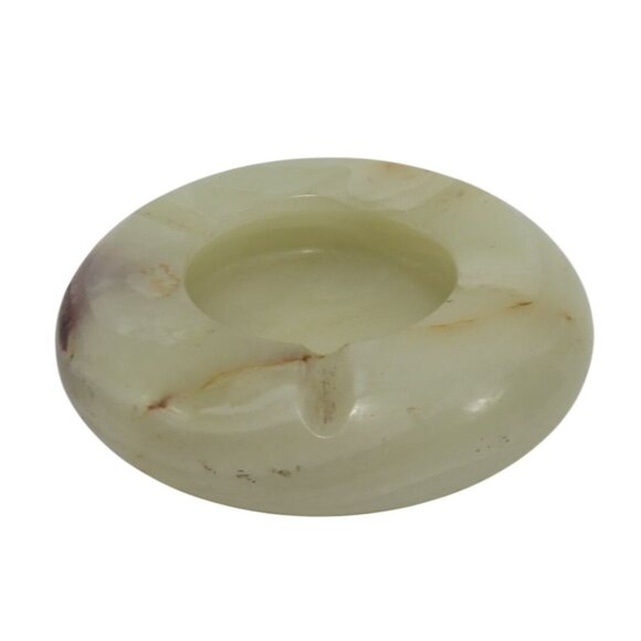 ASHTRAY Carved ONYX Round Stone with Natural Veins and Smooth Finish Vintage - Picture 8 of 8